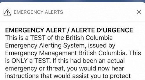 Biannual test of BC’s emergency alert system coming to your phone next week